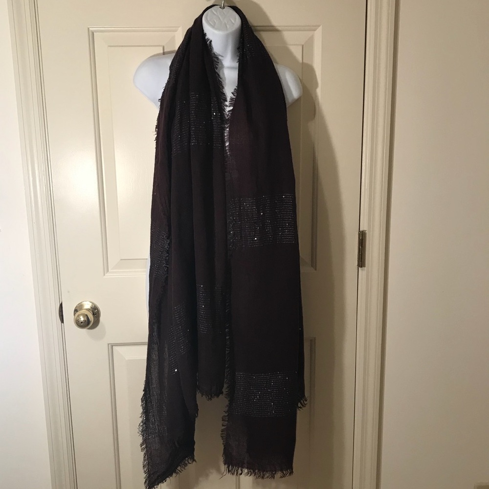 NWT Nordstrom Burgundy Scarf with Clear Sequins